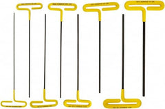 Bondhus - 8 Piece T-Handle Cushion Grip Hex Key Set - Hex Range 3/32 to 1/4", Protanium High Torque Steel - Exact Tooling