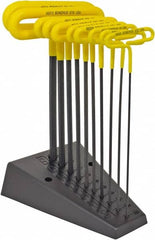 Bondhus - 10 Piece T-Handle Cushion Grip Hex Key Set - Hex Range 3/32 to 3/8", Protanium High Torque Steel - Exact Tooling