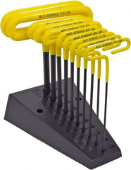 Bondhus - 10 Piece T-Handle Cushion Grip Hex Key Set - Hex Range 3/32 to 3/8", Protanium High Torque Steel - Exact Tooling