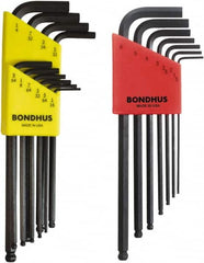 Bondhus - 17 Piece L-Key Ball End Hex Key Set - Hex Range 1/16 to 1/4", Protanium High Torque Steel - Exact Tooling
