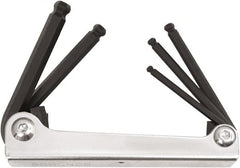 Bondhus - 5 Piece Fold-Up Ball End Hex Key Set - Hex Range 4 to 10mm, Protanium High Torque Steel - Exact Tooling