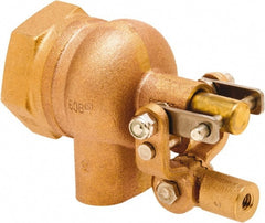 Control Devices - 1-1/2" Pipe, Brass, Angle Pattern-Single Seat, Mechanical Float Valve - 115 psi, FIP End Connections - Exact Tooling