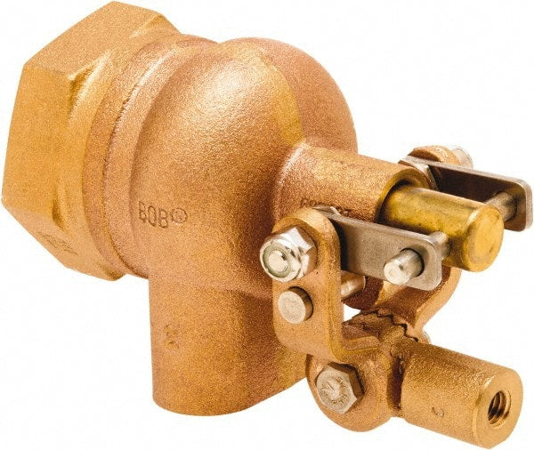 Control Devices - 1-1/4" Pipe, Brass, Angle Pattern-Single Seat, Mechanical Float Valve - 115 psi, FIP End Connections - Exact Tooling