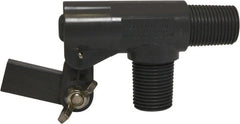 Control Devices - 3/8" Pipe, PVC, Angle Pattern-Double Seat, Mechanical Float Valve - 100 psi, MNPT End Connections - Exact Tooling
