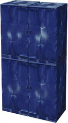 Eagle - 4 Door, 8 Shelf, Blue HDPE Stackable Safety Cabinet for Corrosive Chemicals - 72" High x 36" Wide x 22" Deep, Manual Closing Door, Hole for Lock, 48 Gal Capacity - Exact Tooling