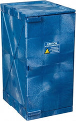 Eagle - 1 Door, 2 Shelf, Blue HDPE Stackable Safety Cabinet for Corrosive Chemicals - 36" High x 18" Wide x 22" Deep, Manual Closing Door, Hole for Lock, 12 Gal Capacity - Exact Tooling