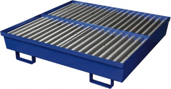 Eagle - 92 Gal Sump, 4,000 Lb Capacity, 4 Drum, Steel Spill Deck or Pallet - 54" Long x 25" Wide x 12" High, 2x4 Drum Configuration - Exact Tooling