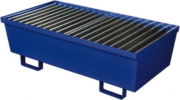 Eagle - 74 Gal Sump, 2,000 Lb Capacity, 2 Drum, Steel Spill Deck or Pallet - 27" Long x 51-1/4" Wide x 13" High, 2x2 Drum Configuration - Exact Tooling