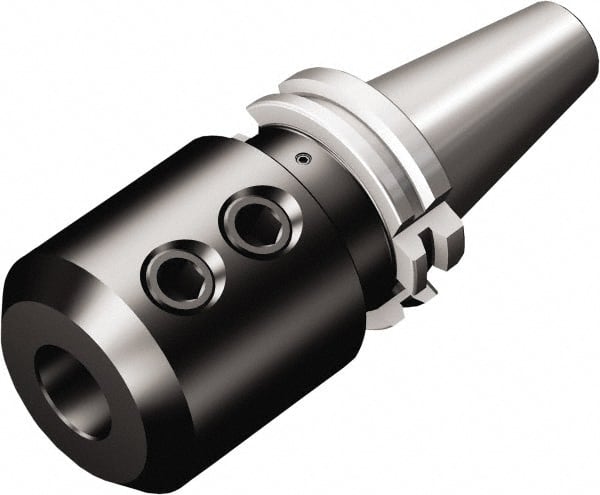 Sandvik Coromant - ISO40 Taper Shank 25mm Hole End Mill Holder/Adapter - 65mm Nose Diam, 100mm Projection, Through-Spindle & DIN Flange Coolant - Exact Tooling