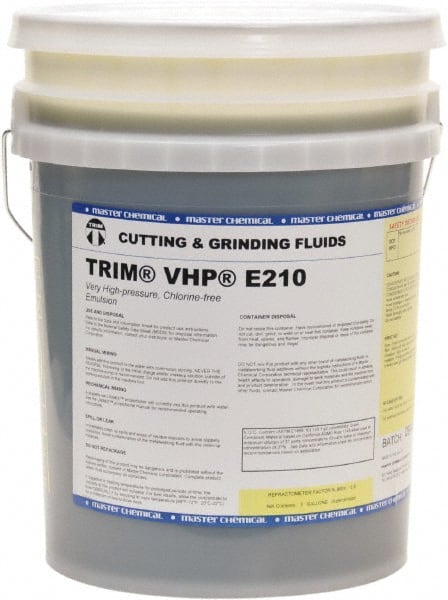 Master Fluid Solutions - Trim VHP E210, 5 Gal Pail Cutting & Grinding Fluid - Water Soluble, For Grinding, Drilling, Gundrilling, Gunreaming - Exact Tooling