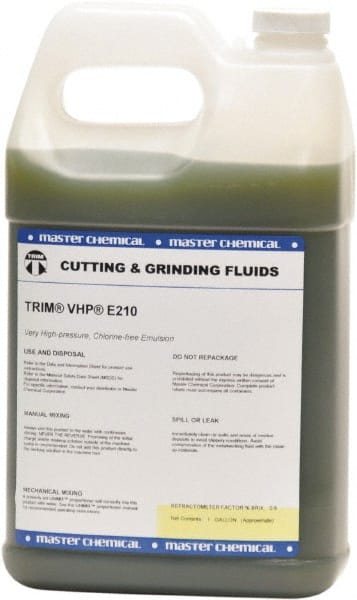 Master Fluid Solutions - Trim VHP E210, 1 Gal Bottle Emulsion Fluid - Water Soluble, For Cutting, Drilling, Sawing, Grinding - Exact Tooling