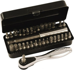 Wiha - 31 Piece, 1/4" Drive Screwdriver 1/4" Reversible Ratchet Bit Set - #0 to #3 Phillips, 1/16 to 1/4" Hex, T8 to T30 Torx, 5.5 & 6.5mm Slotted - Exact Tooling