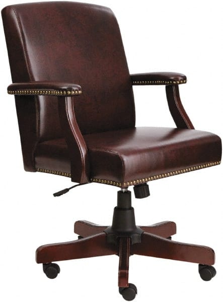 ALERA - 36-5/8 to 42-7/8" High Mid Back Chair - 26" Wide x 28" Deep, Vinyl Seat, Mahogany - Exact Tooling