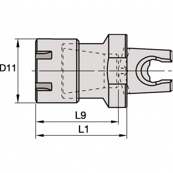 Kennametal - 0.02" to 1/2" Capacity, 40mm Projection, Modular Connection, ER20 Collet Chuck - 58mm OAL, 25mm Shank Diam - Exact Tooling