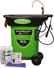 CRC - Free Standing Water-Based Mobile Parts Washer Kit - 25 Gal Max Operating Capacity, Plastic Tank, 42" Long x 45" Wide - Exact Tooling