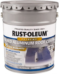 Rust-Oleum - 5 Gal Pail Aluminum Fibered Aluminum Roof Coating - 50 Sq Ft/Gal Coverage, 397 g/L VOC Content, Mildew Resistant, Long Term Durability & Weather Resistance - Exact Tooling