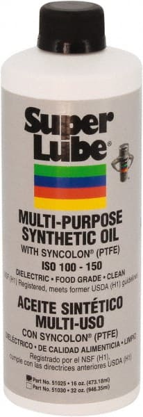 Synco Chemical - 1 Pint Bottle Oil with PTFE Direct Food Contact White Oil - Translucent, -45°F to 450°F, Food Grade - Exact Tooling