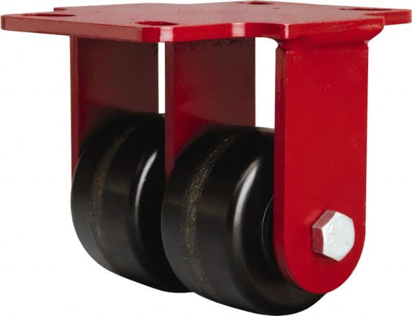 Hamilton - 3-1/4" Diam x 2" Wide x 5-1/4" OAH Top Plate Mount Rigid Caster - Phenolic, 1,400 Lb Capacity, Straight Roller Bearing, 4-1/2 x 6-1/2" Plate - Exact Tooling