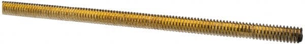 Value Collection - 1/4-20 UNC (Coarse), 6' Long, Alloy Steel Threaded Rod - Yellow Zinc-Plated Finish, Right Hand Thread - Exact Tooling