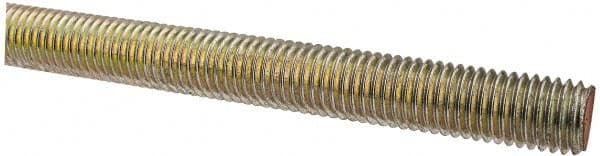 Value Collection - 5/8-11 UNC (Coarse), 6' Long, Alloy Steel Threaded Rod - Yellow Zinc-Plated Finish, Right Hand Thread - Exact Tooling