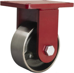 Hamilton - 6" Diam x 2-1/2" Wide x 8-1/2" OAH Top Plate Mount Rigid Caster - Forged Steel, 3,500 Lb Capacity, Straight Roller Bearing, 5-1/2 x 7-1/2" Plate - Exact Tooling
