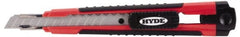 Hyde Tools - Snap Knife - 8-5/8" OAL, 3 Blades, Polystyrene (High Impact) Handle - Exact Tooling