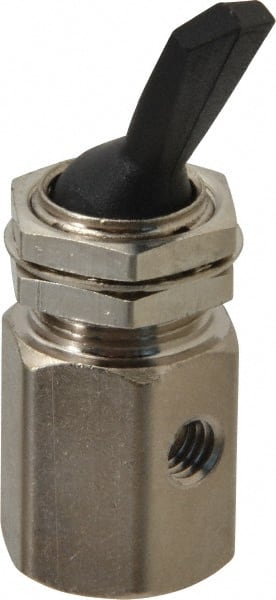 Specialty Mfr - 10-32 Non Exhaust Toggle Valve - 0.1 CV Rate, 150 Max psi, Detented Actuator - Exact Tooling