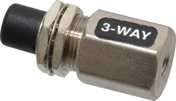 Specialty Mfr - 10-32F Exhaust Push Button Valve - 0.1 CV Rate, 125 Max psi, Normally Closed Actuator - Exact Tooling
