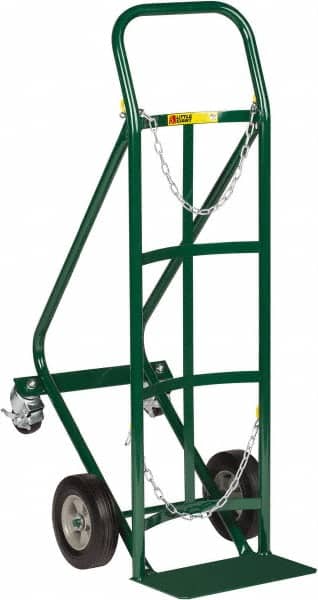 Little Giant - 800 Lb Capacity 40" OAH Cylinder Hand Truck - 8 x 14" Base Plate, Continuous Handle, Steel, Solid Rubber Wheels - Exact Tooling