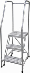 Cotterman - 60" 3 Step Rolling Warehouse Ladder - Rolling Safety Ladder, 350 Lb Capacity, 30" Platform Height, 22" Base Width x 29" Base Depth, Serrated - Exact Tooling