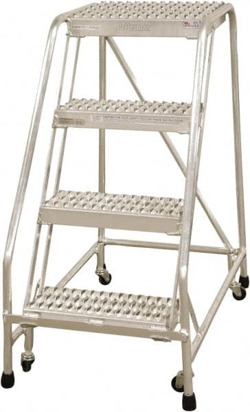 Cotterman - 40" 4 Step Rolling Warehouse Ladder - Rolling Safety Ladder, 350 Lb Capacity, 40" Platform Height, 22" Base Width x 36" Base Depth, Serrated - Exact Tooling