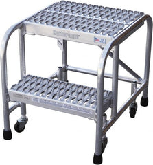 Cotterman - 20" 2 Step Rolling Warehouse Ladder - Rolling Safety Ladder, 350 Lb Capacity, 20" Platform Height, 18" Base Width x 23" Base Depth, Serrated - Exact Tooling