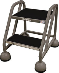 Cotterman - 33" 3 Step Rolling Warehouse Ladder - Rolling Steel Office Ladder, 450 Lb Capacity, 27" Platform Height, 25" Base Width x 34" Base Depth, Rubber Matted - Exact Tooling