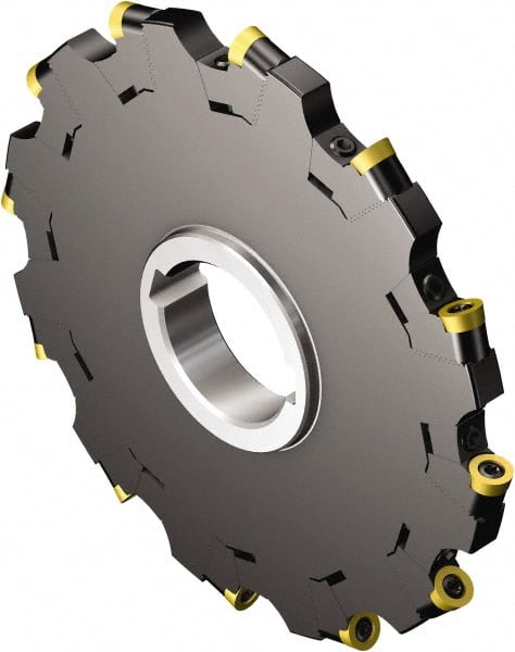 Sandvik Coromant - Arbor Hole Connection, 3/8" Cutting Width, 2.657" Depth of Cut, 205.2mm Cutter Diam, 2" Hole Diam, 16 Tooth Indexable Slotting Cutter - 2" Shank Diam, N331.32 Toolholder, Txx.. MQ Insert, Neutral Cutting Direction - Exact Tooling