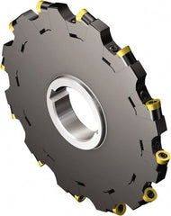 Sandvik Coromant - Arbor Hole Connection, 1/2" Cutting Width, 1.97" Depth of Cut, 154.4mm Cutter Diam, 1-1/2" Hole Diam, 12 Tooth Indexable Slotting Cutter - 1-1/2" Shank Diam, N331.32 Toolholder, Txx.. MQ Insert, Neutral Cutting Direction - Exact Tooling