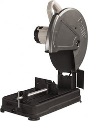 Porter-Cable - 14" Blade Diam, 1" Arbor Hole, Straight Chop & Cutoff Saw - 1 Phase, 3,800 RPM, 4 hp, 120 Volts, 4-1/2" in Solids at 90°, 4-7/8" in Pipe at 90°, 3-13/16" in Solids at 45°, 4-1/2" in Pipe at 45° - Exact Tooling