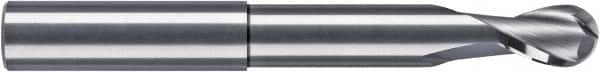 RobbJack - 3/8" Diam, 3/8" LOC, 2 Flute Solid Carbide Ball End Mill - Uncoated, Single End, 4" OAL, 3/8" Shank Diam, Spiral Flute - Exact Tooling
