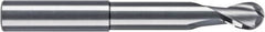 RobbJack - 3/8" Diam, 3/8" LOC, 2 Flute Solid Carbide Ball End Mill - Uncoated, Single End, 4" OAL, 3/8" Shank Diam, Spiral Flute - Exact Tooling