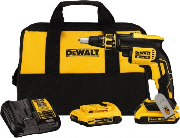 DeWALT - 20 Volt Lithium-Ion Battery Pistol Grip Cordless Screwdriver - 4,400 RPM, 266 In/Lb Torque - Exact Tooling