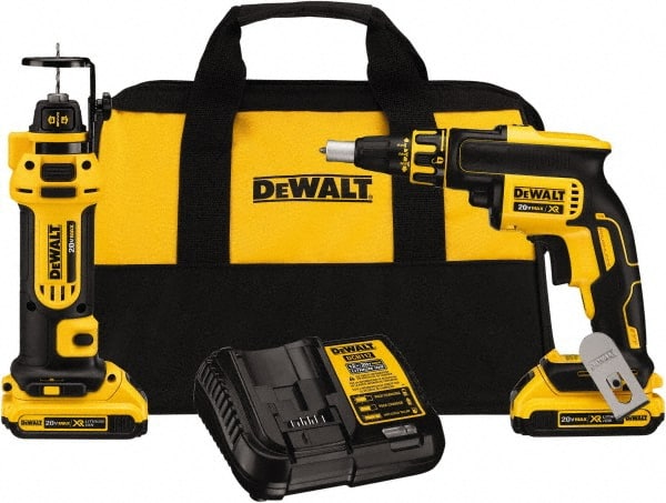 DeWALT - 20 Volt Cordless Tool Combination Kit - Includes Brushless Screwgun & Drywall Cutout Tool, Lithium-Ion Battery Included - Exact Tooling