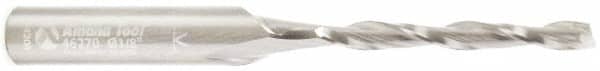 Amana Tool - 1/8" Cutting Diam x 1-1/8" Length of Cut, 2 Flute, Upcut Spiral Router Bit - Uncoated, Right Hand Cut, Solid Carbide, 2-1/2" OAL x 1/4" Shank Diam, Flute, 30° Helix Angle - Exact Tooling