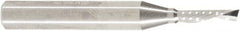 Amana Tool - 1/8" Cutting Diam x 1/2" Length of Cut, 1 Flute, Downcut Spiral Router Bit - Uncoated, Right Hand Cut, Solid Carbide, 2" OAL x 1/4" Shank Diam, 30° Helix Angle - Exact Tooling