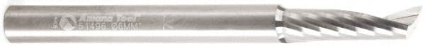 Amana Tool - 6mm Cutting Diam x 0.787" Length of Cut, 1 Flute, Upcut Spiral Router Bit - Uncoated, Right Hand Cut, Solid Carbide, 2-33/64" OAL x 1/8" Shank Diam, 20° Helix Angle - Exact Tooling
