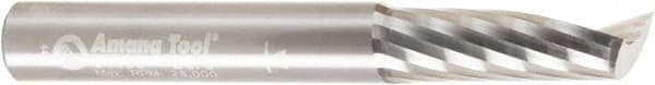 Amana Tool - 3/8" Cutting Diam x 1-1/8" Length of Cut, 1 Flute, Upcut Spiral Router Bit - Uncoated, Right Hand Cut, Solid Carbide, 3" OAL x 3/8" Shank Diam, 20° Helix Angle - Exact Tooling