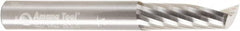Amana Tool - 3/8" Cutting Diam x 1-1/8" Length of Cut, 1 Flute, Upcut Spiral Router Bit - Uncoated, Right Hand Cut, Solid Carbide, 3" OAL x 3/8" Shank Diam, 20° Helix Angle - Exact Tooling