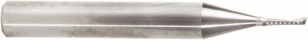 Amana Tool - 1/16" Cutting Diam x 1/4" Length of Cut, 1 Flute, Upcut Spiral Router Bit - Uncoated, Right Hand Cut, Solid Carbide, 2" OAL x 1/4" Shank Diam, 20° Helix Angle - Exact Tooling