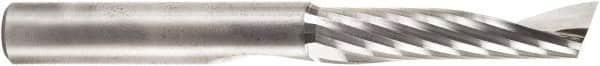 Amana Tool - 3/8" Cutting Diam x 1-5/8" Length of Cut, 1 Flute, Upcut Spiral Router Bit - Uncoated, Right Hand Cut, Solid Carbide, 3-1/2" OAL x 3/8" Shank Diam, 30° Helix Angle - Exact Tooling