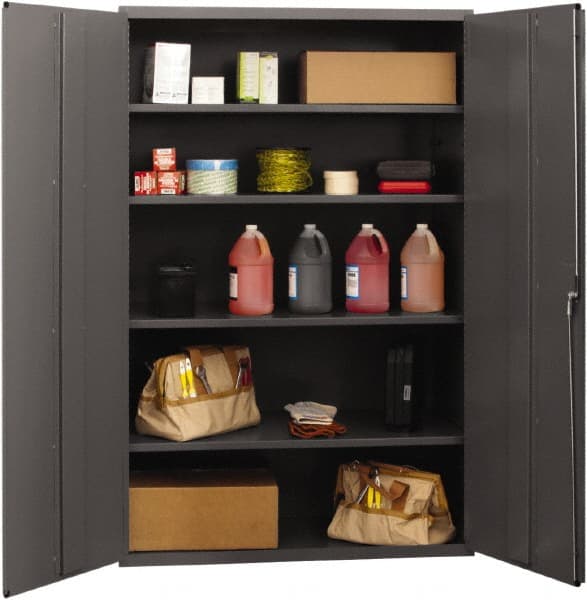 Durham - 4 Shelf Locking Storage Cabinet - Steel, 48" Wide x 24" Deep x 72" High, Gray - Exact Tooling
