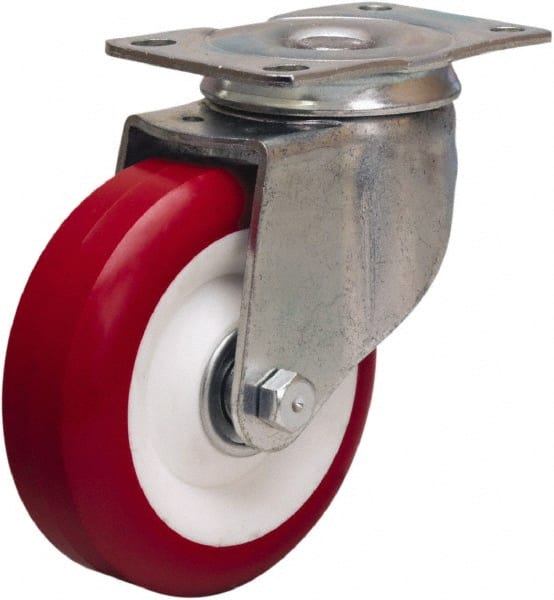 Hamilton - 4" Diam x 1-3/8" Wide x 5" OAH Top Plate Mount Swivel Caster - Polyurethane Mold on Polypropylene, 325 Lb Capacity, Sealed Precision Ball Bearing, 2-1/2 x 3-3/4" Plate - Exact Tooling