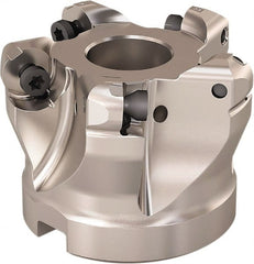 Seco - 2" Cut Diam, 0.236" Max Depth, 3/4" Arbor Hole, 5 Inserts, RP..12.. Insert Style, Indexable Copy Face Mill - R220.29 Cutter Style, 12,500 Max RPM, 1-1/2 High, Through Coolant, Series R220.29 - Exact Tooling